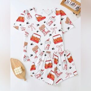 Chick-Fil-A Pajama Set L Funny Food Print Sleepwear Kitschy Campy Adult PJs